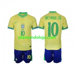 Camisola Brasil Neymar JR 10 Criança Equipamento Primeiro 2024 Manga Curta